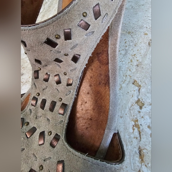 Clarks Artisan Womens Size 7M Thimble Clover Stone Wedge Boho Sandals Shoes - Picture 10 of 13